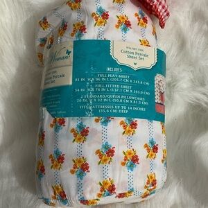 The Pioneer Woman Bed Sheets Full‎ Size Petal Party Strip Cotton Percale Set New